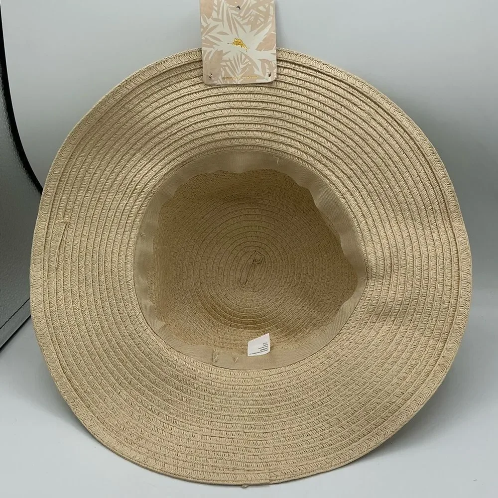 Tommy Bahama kids straw sun hat with floral band NWT